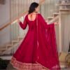 heavy crunchy silk anarkali suit set with dupatta