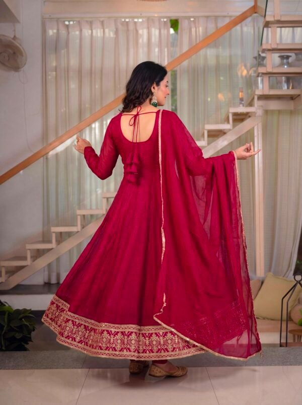 heavy crunchy silk anarkali suit set with dupatta