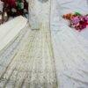 heavy natural silk palazzo suit set with chiné sequin embroidery