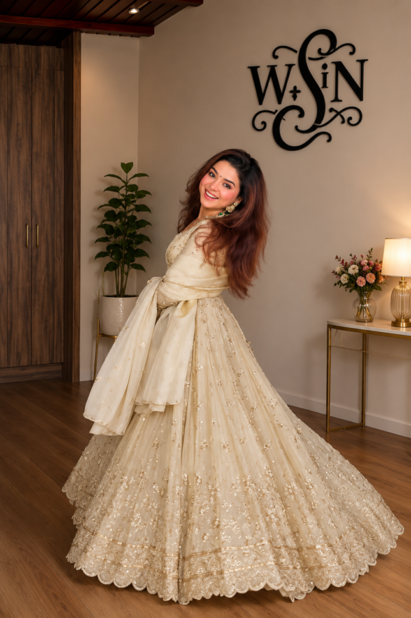 heavy natural silk palazzo suit set with chiné sequin embroidery
